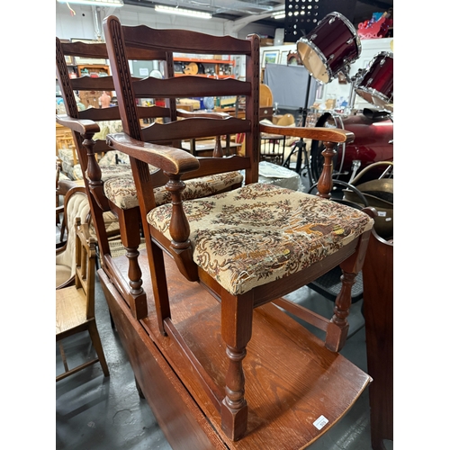 509 - Oak Drop Leaf Table with 2 Chairs by Wood Brothers