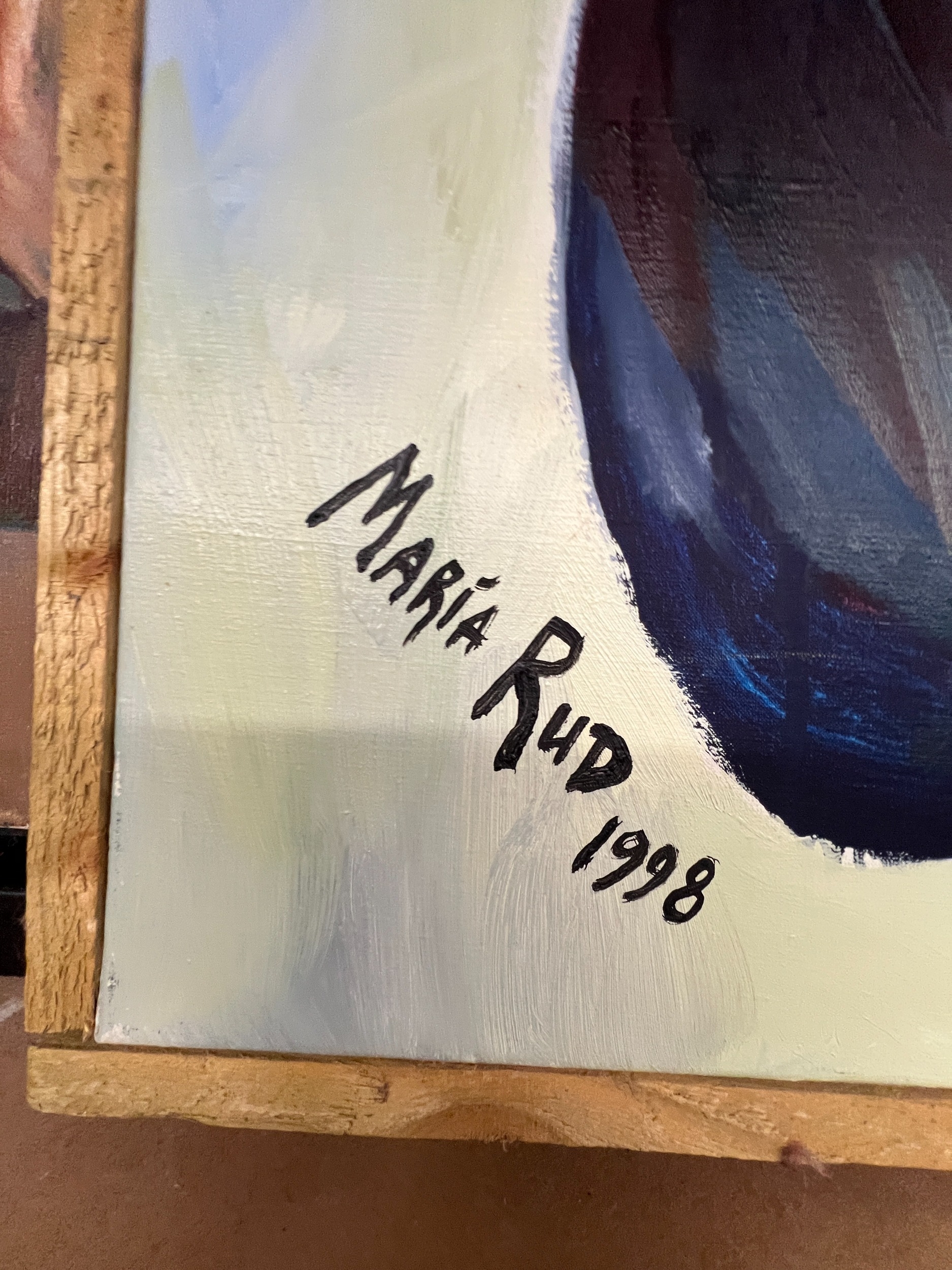 Large Maria Rud Oil on Linen Painting Titled Geometric Jester - No ...