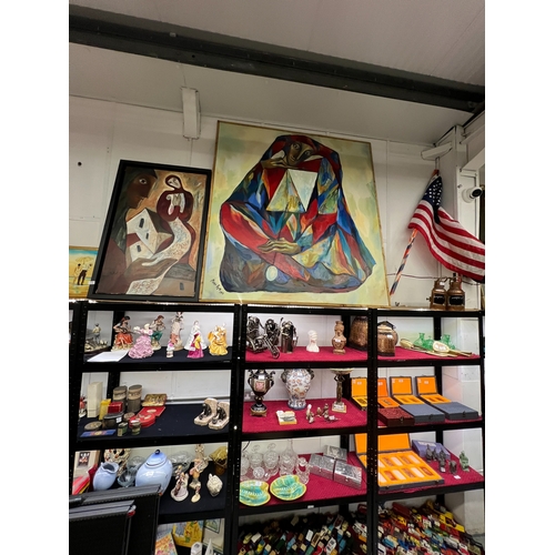 Large Maria Rud Oil on Linen Painting Titled Geometric Jester - No ...