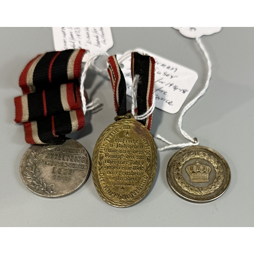 186 - 3 x German WWI Medals - Wurttemberg 12 Year Service, Kyffhauser Medal for 1914-18 for Frontline Serv... 
