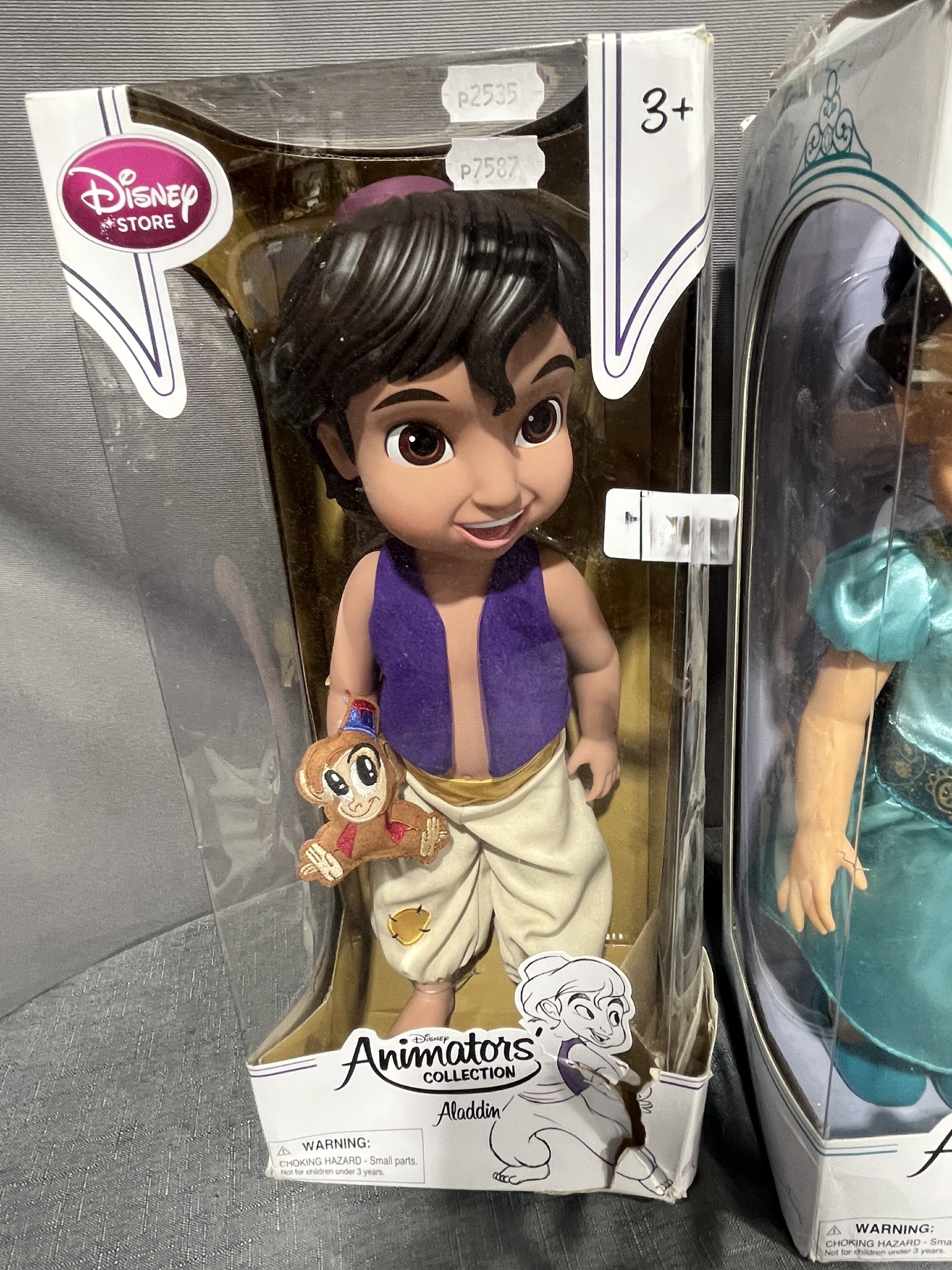 Disney Animators Collection Dolls Aladdin & Jasmine in Original Boxes