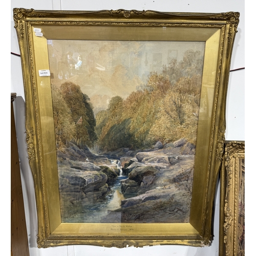 Watercolour Painting 'View in North Wales' - The Artist taking time out from his easel to enjoy a little fishing Henry A Harper Approx. 54cm x 74cm