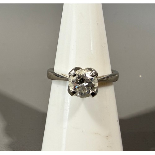1 Carat Diamond Solitaire Platinum Ring Approx. Size J ½