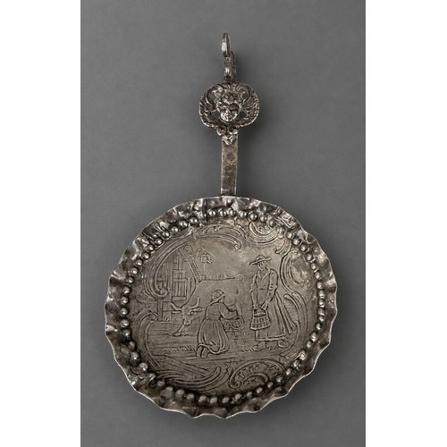 6 - Silver Tea Caddy Spoon with Dutch Scene Approx Weight 33g