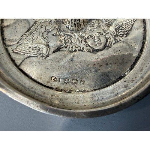 9 - Antique Hallmarked Silver Ring Tree Embossed with Cherubs by Synyer & Beddoes Circa 1906 Approx ... 