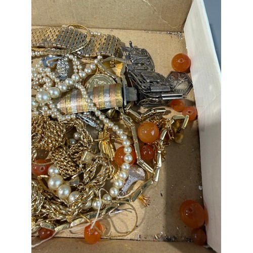 30 - Collection of Costume Jewellery mainly Gold Tone to include Vintage Tri-Colour Link Bracelet