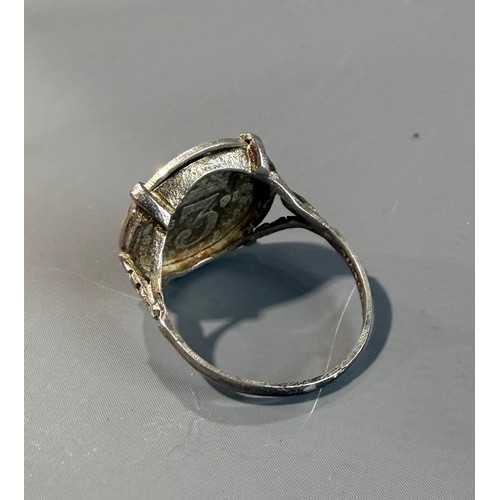 32 - Silver 3 Pence Coin Ring 1891 Size Q