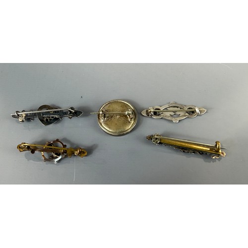 36 - 5 Victorian Sweetheart Brooches 3 are Silver
