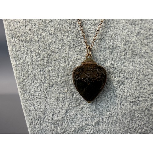 41 - Vintage Engraved Rolled Gold Heart Locket on Chain