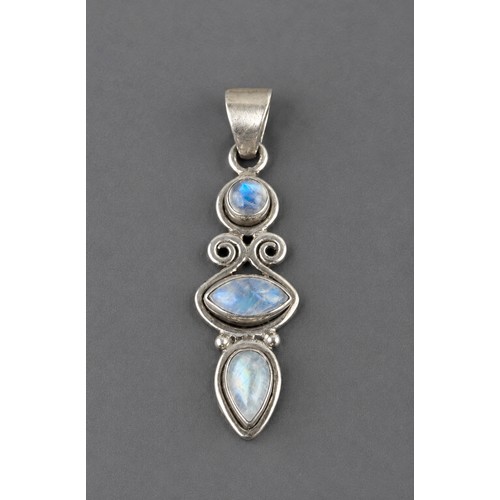 42 - Silver Moon Stone Set Pendant