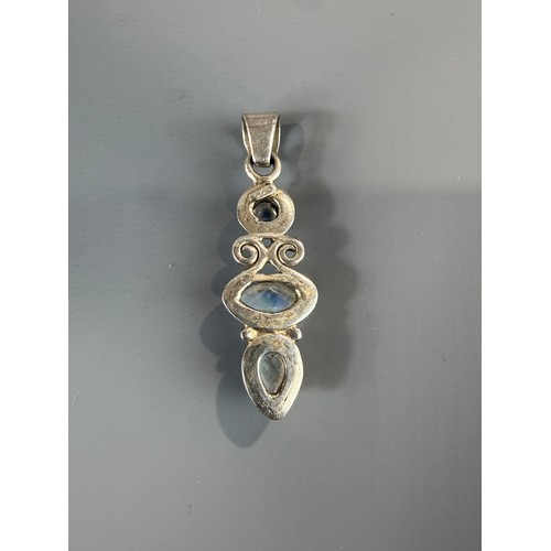 42 - Silver Moon Stone Set Pendant