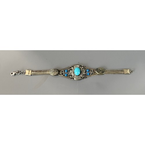 57 - Silver Bracelet with Turquoise Stone Approx. Weight 18.2g