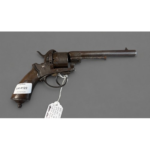 122 - 19thC. Belgian ELG stamped 10mm double action Military 6-shot pinfire revolver