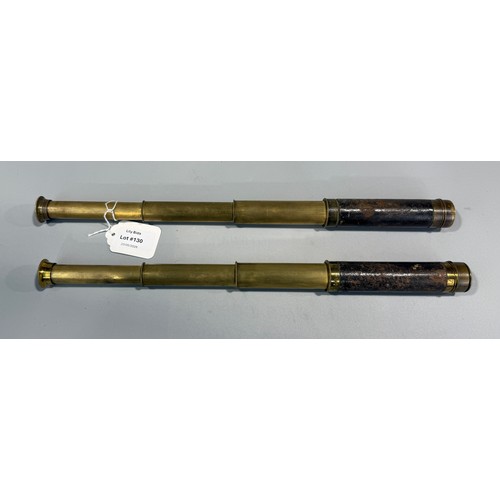 130 - Two Brass & Leather Spyglass Telescopes