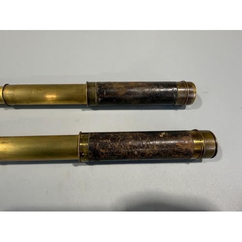 130 - Two Brass & Leather Spyglass Telescopes