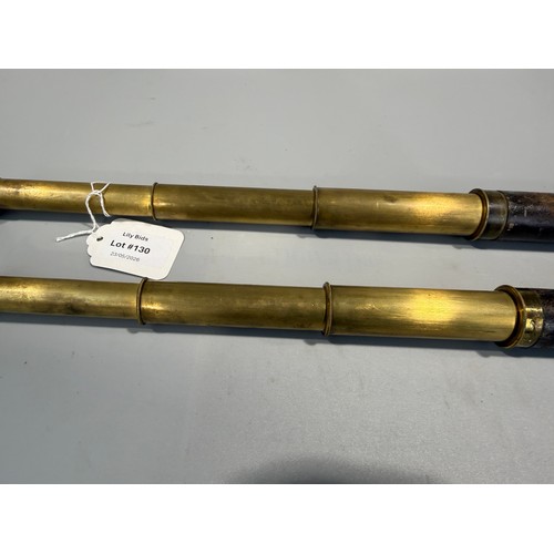 130 - Two Brass & Leather Spyglass Telescopes