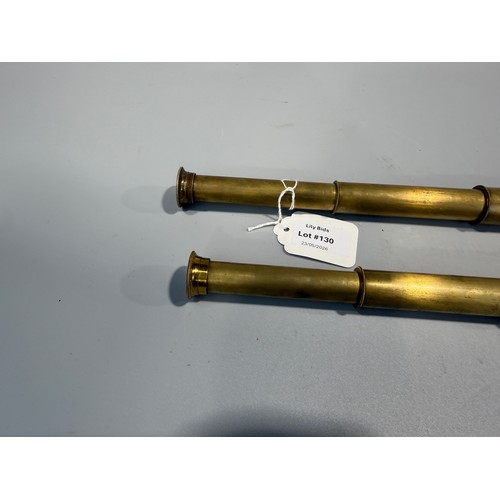 130 - Two Brass & Leather Spyglass Telescopes