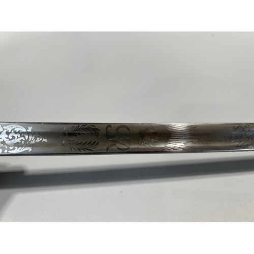 141 - 1897 pattern Infantry officers dress sword, blade in clean condition with scrolled etching and Royal... 