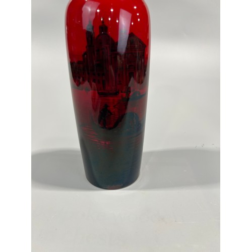 160 - Royal Doulton Flambe Cylinder Vase with Venetian Scene