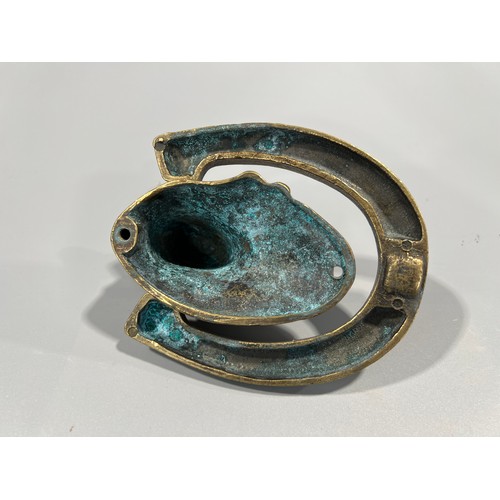 161 - Brass Door Knocker In The Form Of A Horse And Horse Shoe