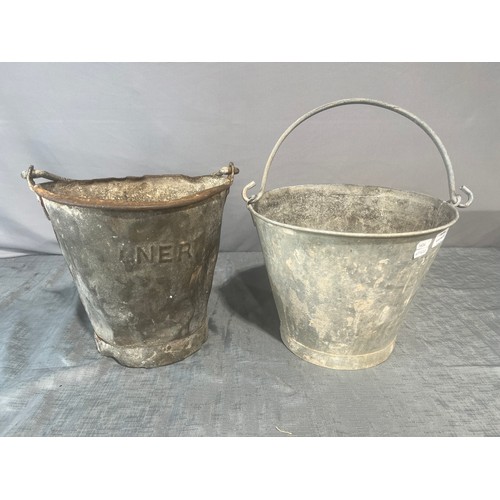 419 - Railway Bucket Marked 'LNER' London & North Eastern Railway Together With Another&nbsp;Galvanise... 