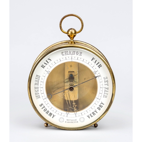 Aneroid table barometer, circa 1900, round, faceted, glass-covered ...