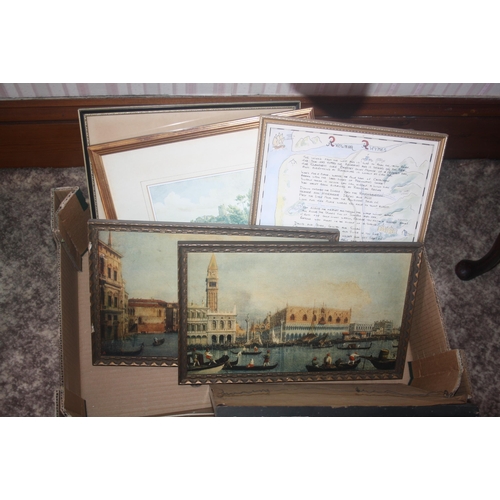 1015 - A box of various sized prints including hunting scenes, Bath from the Beacon Hill