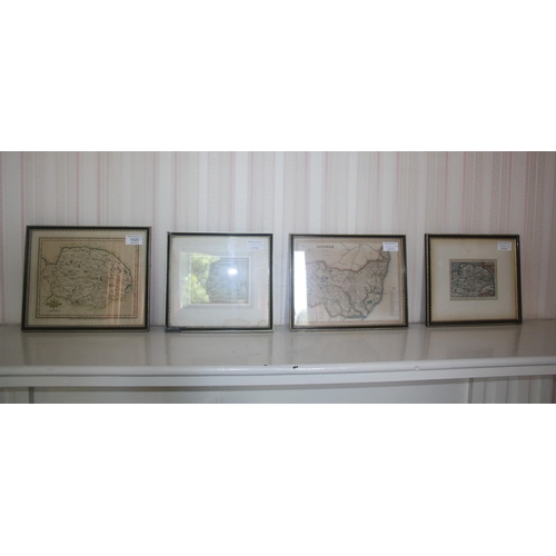 1020 - Four small framed antique printed maps of the counties of Norfolk and Suffolk including 1806 by Laur... 