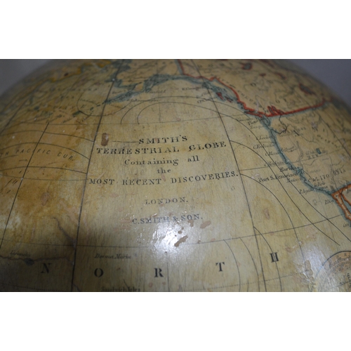 1027 - A mid 19th Century table globe on shaped mahogany base by 'Smiths, London', 9