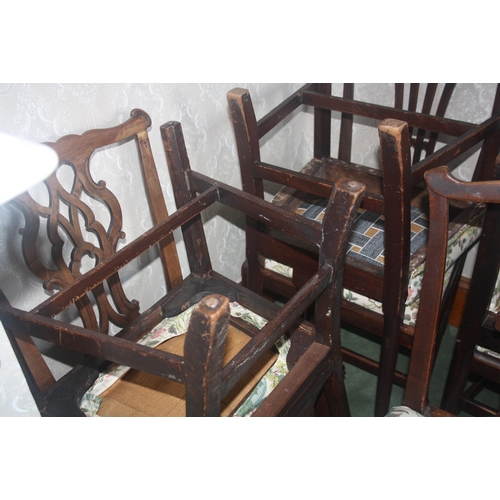 1031 - Seven assorted late 18th Century mahogany dining chairs (as found)