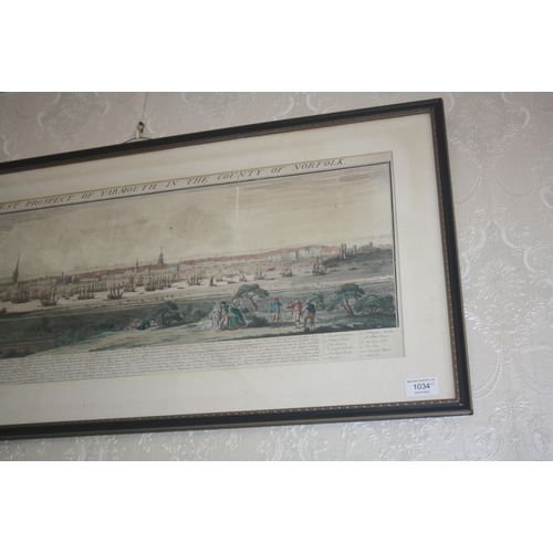 1034 - A pair of antique framed printed prospects, The South West Prospect of Ipswich in the County of Suff... 