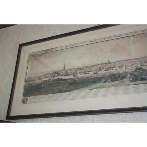 1034 - A pair of antique framed printed prospects, The South West Prospect of Ipswich in the County of Suff... 