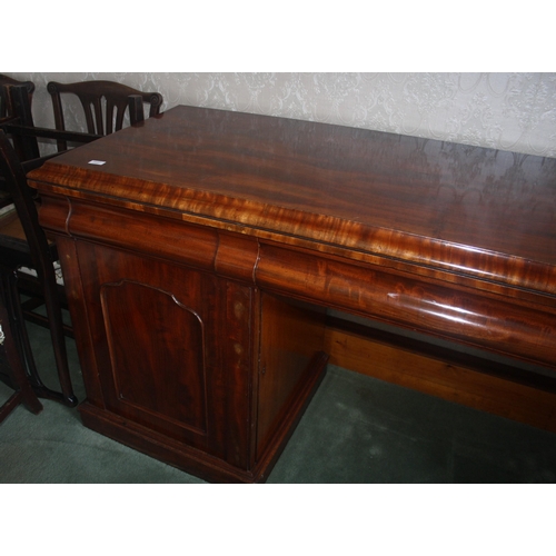 1037 - A large Victorian mahogany pedestal sideboard with three drawers and cellaret drawer, width 83