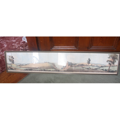 1046 - A long framed and glazed print 'Panoramic Sketch Battle of Waterloo June 18th 1815' 45 1/2