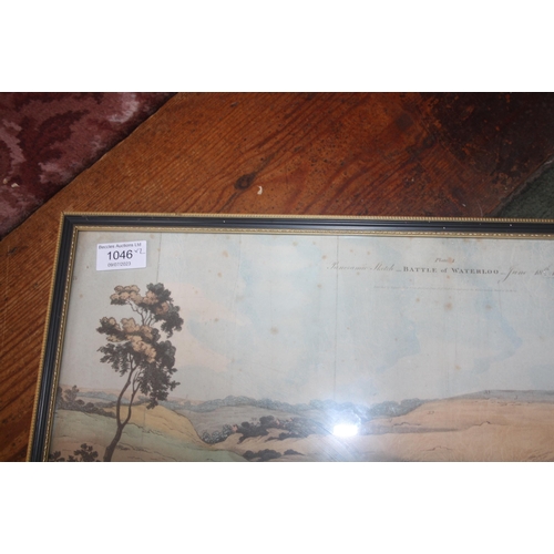 1046 - A long framed and glazed print 'Panoramic Sketch Battle of Waterloo June 18th 1815' 45 1/2