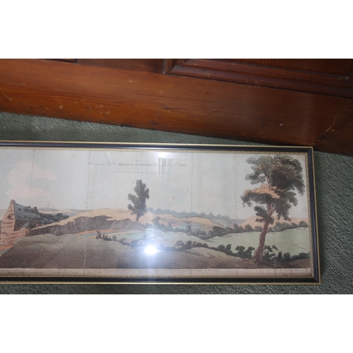 1046 - A long framed and glazed print 'Panoramic Sketch Battle of Waterloo June 18th 1815' 45 1/2