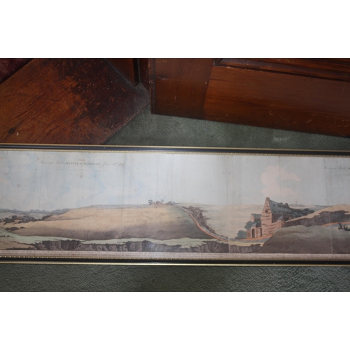 1046 - A long framed and glazed print 'Panoramic Sketch Battle of Waterloo June 18th 1815' 45 1/2