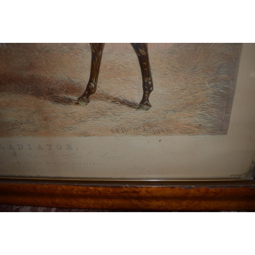 A framed and glazed antique engraving after J F Herring Senior 1846 of