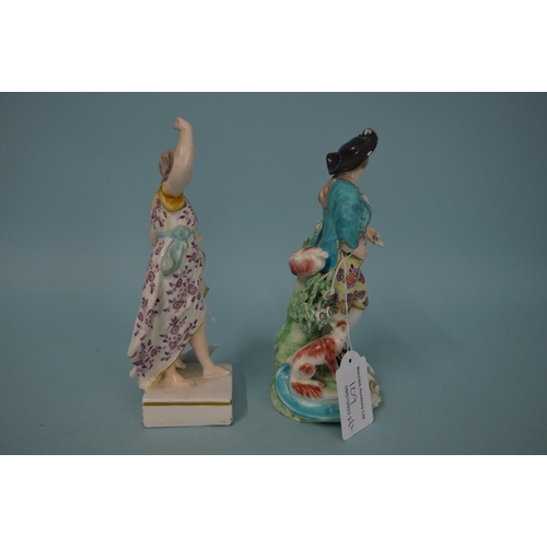 109 - A late 18th Century Derby figurine of a woman and putti, impressed marks to base, possibly 'N115', 7... 