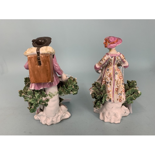 110 - A pair of 19th Century possibly Samson in the Derby style figurines, pad marks to base, 6 1/4