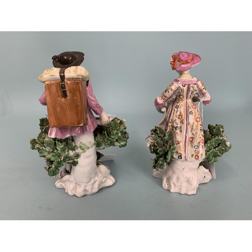 110 - A pair of 19th Century possibly Samson in the Derby style figurines, pad marks to base, 6 1/4