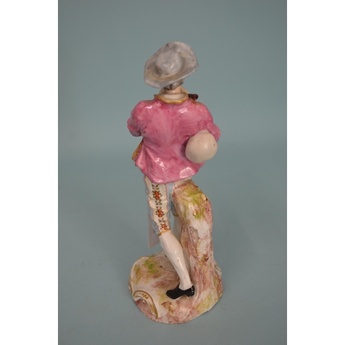 111 - A 19th Century possibly French porcelain figurine of a piper, hand painted, 8