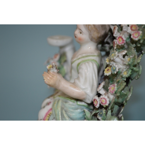 126 - A pair of late 18th Century Derby Dewsbury period porcelain figural former candle sconce holder figu... 