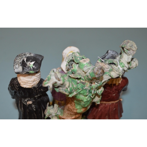 135 - A late 18th Century Derby Dewsbury period humorous porcelain figure group with a parson and a couple... 