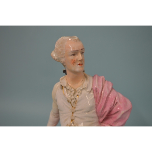 148 - A large late 18th Century Derby Duesbury period figurine of a gentleman with a child at his feet, al... 