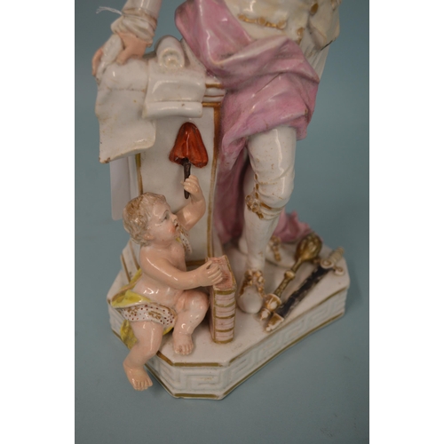 148 - A large late 18th Century Derby Duesbury period figurine of a gentleman with a child at his feet, al... 