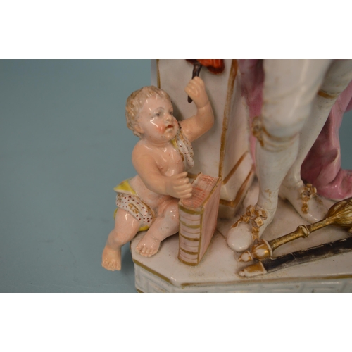 148 - A large late 18th Century Derby Duesbury period figurine of a gentleman with a child at his feet, al... 