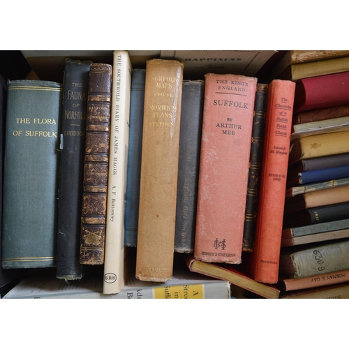 154 - A good box of various antique to vintage East Anglian subject books including agriculture, churches,... 