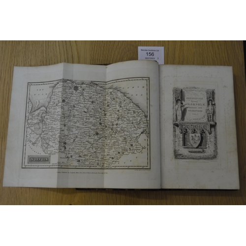 156 - 1818/19 in two volumes 'Excursions in the County of Norfolk' with pull out map, marbled board (some ... 