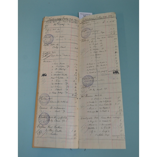 164 - A 19th Century Beccles shop ledger 1897-1898 plus a selection of vintage local photographs including... 